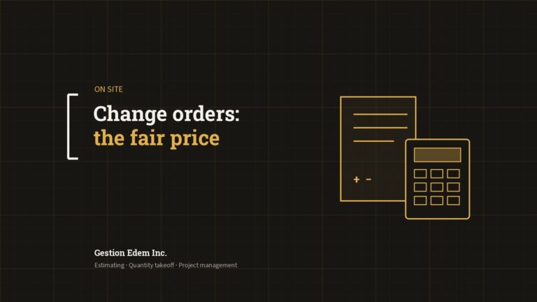 Document and calculator: pricing a construction change order