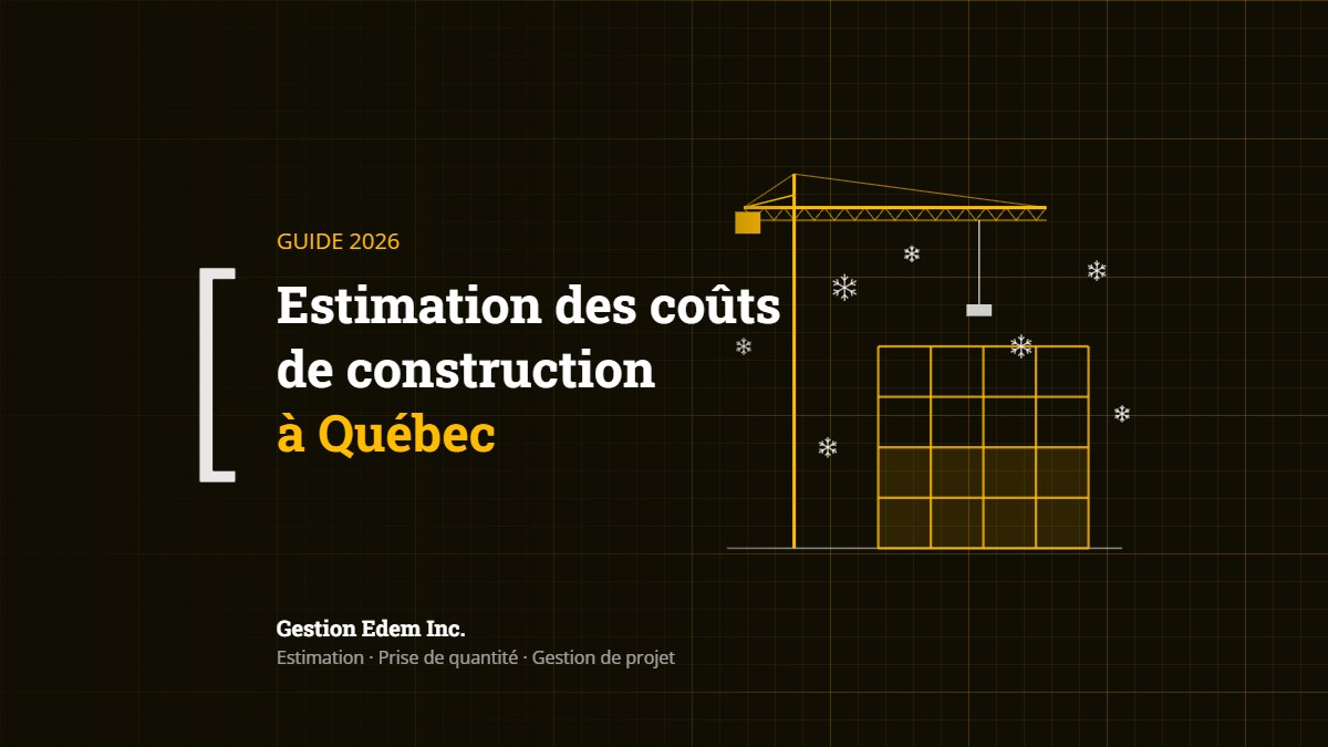 Grue et bâtiment en construction sous la neige : estimation des coûts de construction à Québec