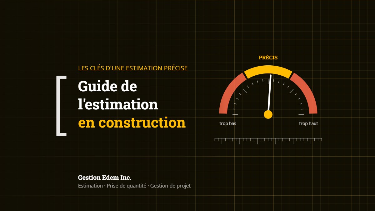 Cadran indiquant une estimation précise, entre trop bas et trop haut : guide de l'estimation en construction