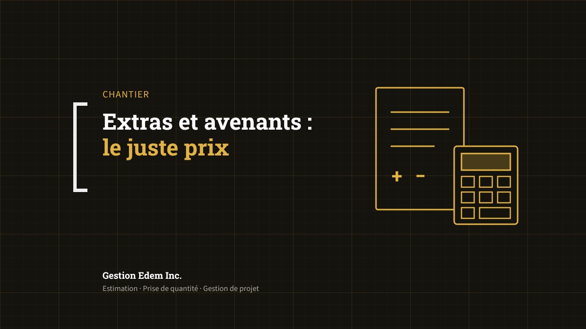Extras et avenants : comment établir le juste prix d'un changement