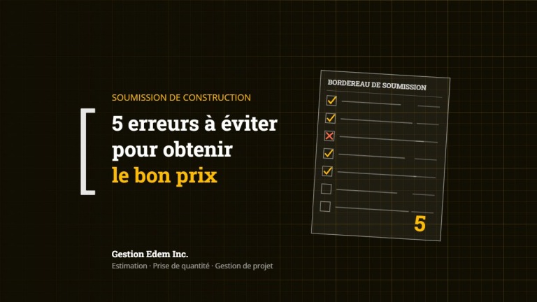 Bordereau de soumission de construction avec cases cochées : 5 erreurs à éviter