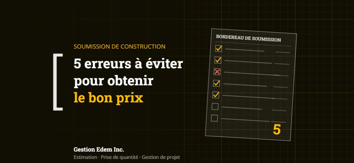Bordereau de soumission de construction avec cases cochées : 5 erreurs à éviter