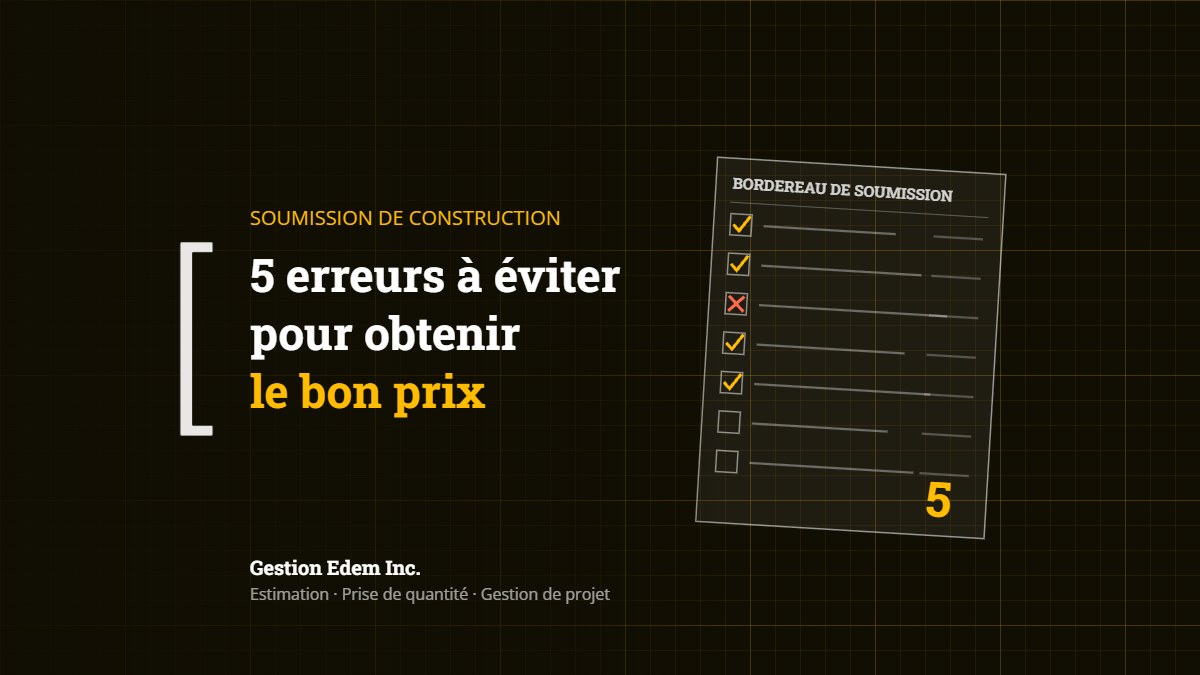 Bordereau de soumission de construction avec cases cochées : 5 erreurs à éviter